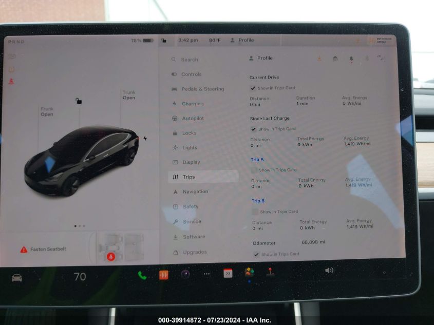 2019 Tesla Model 3 Long Range/Mid Range/Standard Range/Standard Range Plus VIN: 5YJ3E1EA8KF399198 Lot: 39914872