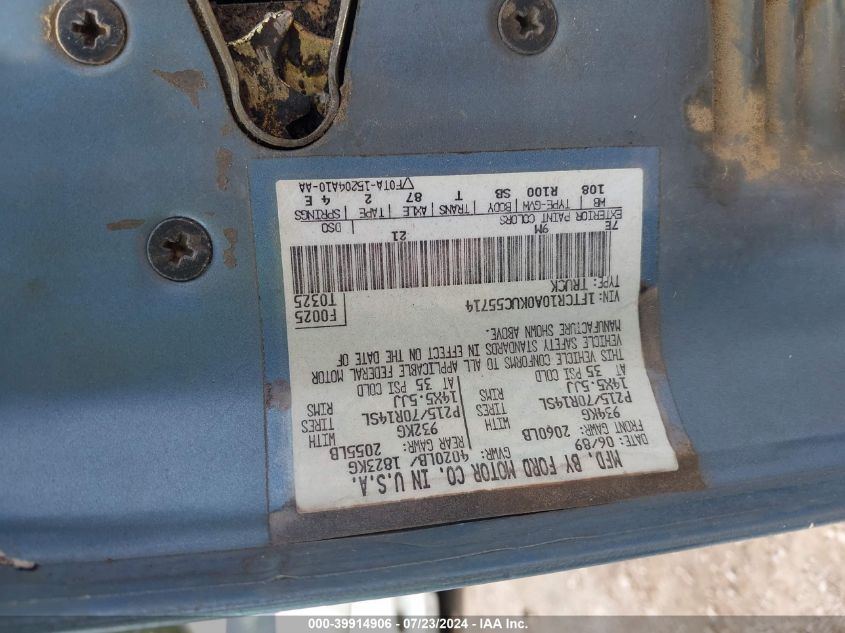 1989 Ford Ranger VIN: 1FTCR10A0KUC55714 Lot: 39914906