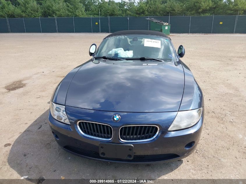 2004 BMW Z4 2.5I VIN: 4USBT33514LS49446 Lot: 39914985