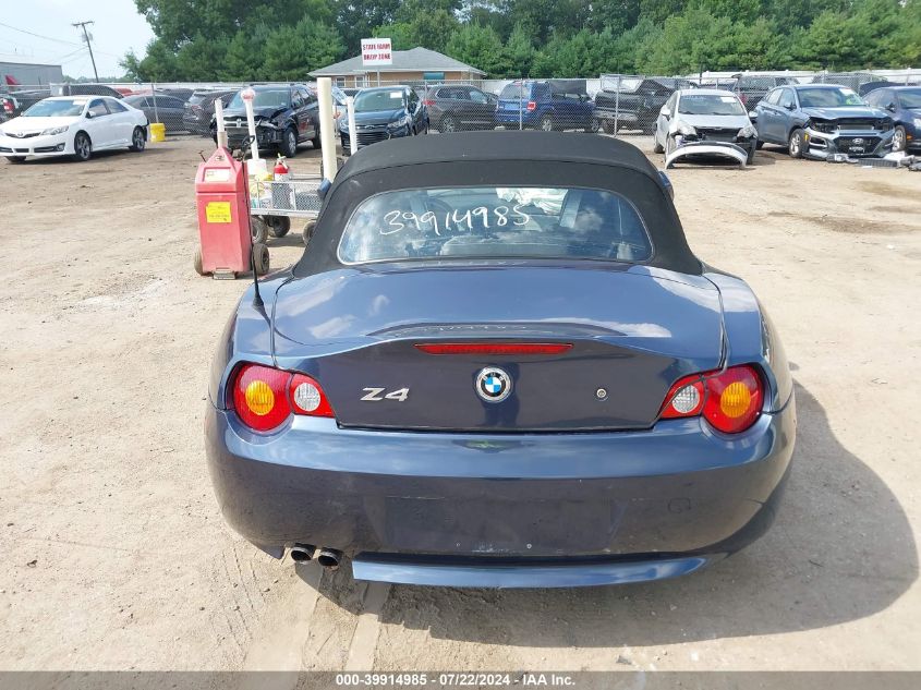 2004 BMW Z4 2.5I VIN: 4USBT33514LS49446 Lot: 39914985