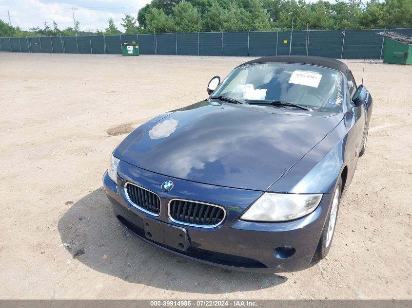 2004 BMW Z4 2.5I VIN: 4USBT33514LS49446 Lot: 39914985