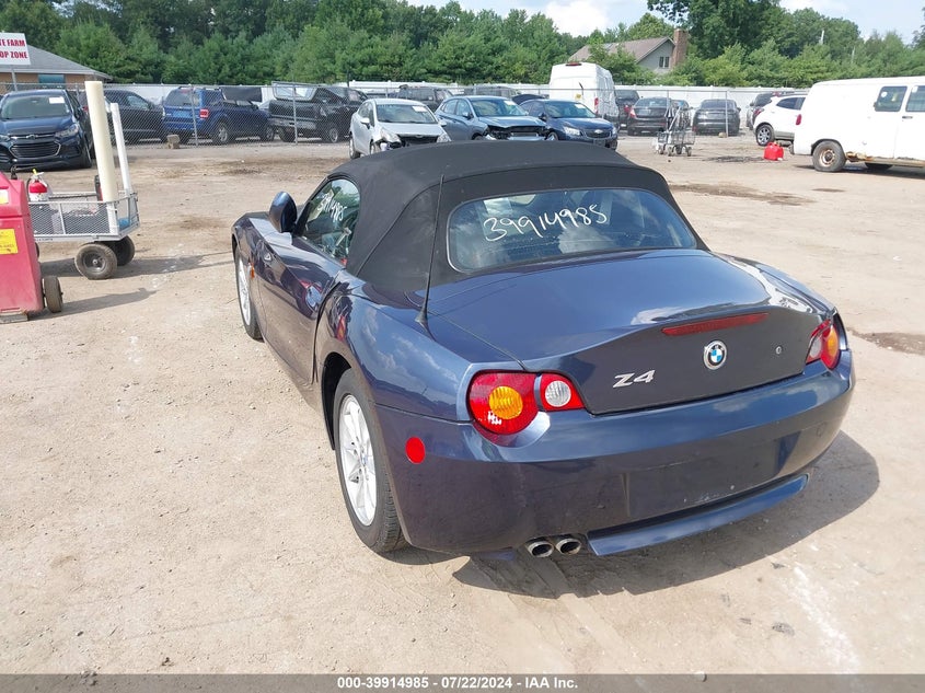 2004 BMW Z4 2.5I VIN: 4USBT33514LS49446 Lot: 39914985