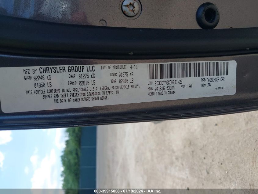 2013 Dodge Challenger Sxt VIN: 2C3CDYAGXDH691720 Lot: 39915058