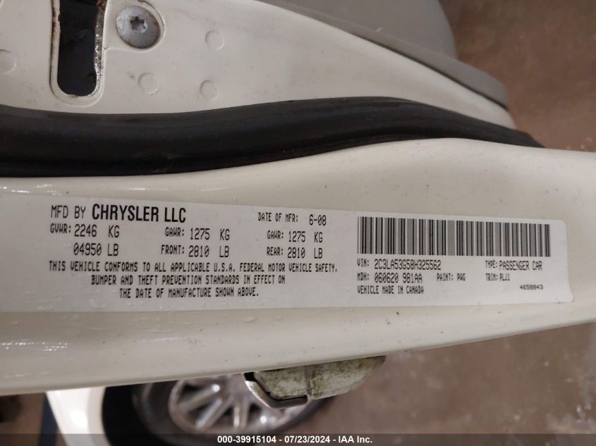 2C3LA53G58H325562 | 2008 CHRYSLER 300