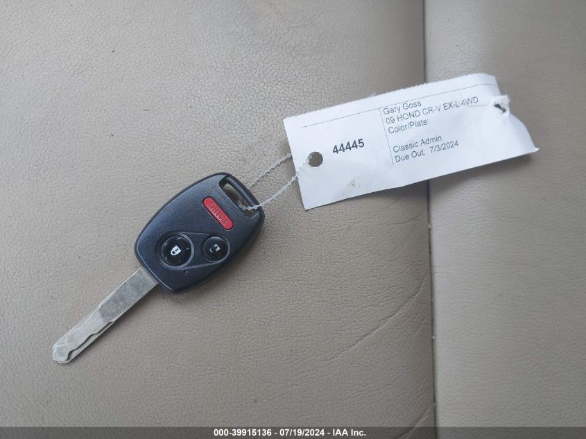 2009 Honda Cr-V Ex-L VIN: 5J6RE48789L027728 Lot: 39915136