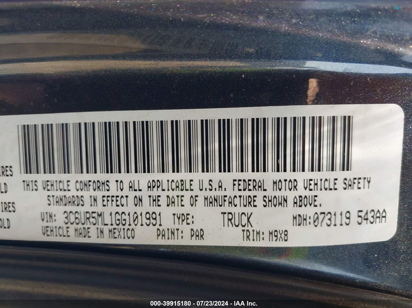 2016 RAM 2500 BIG HORN - 3C6UR5ML1GG101991