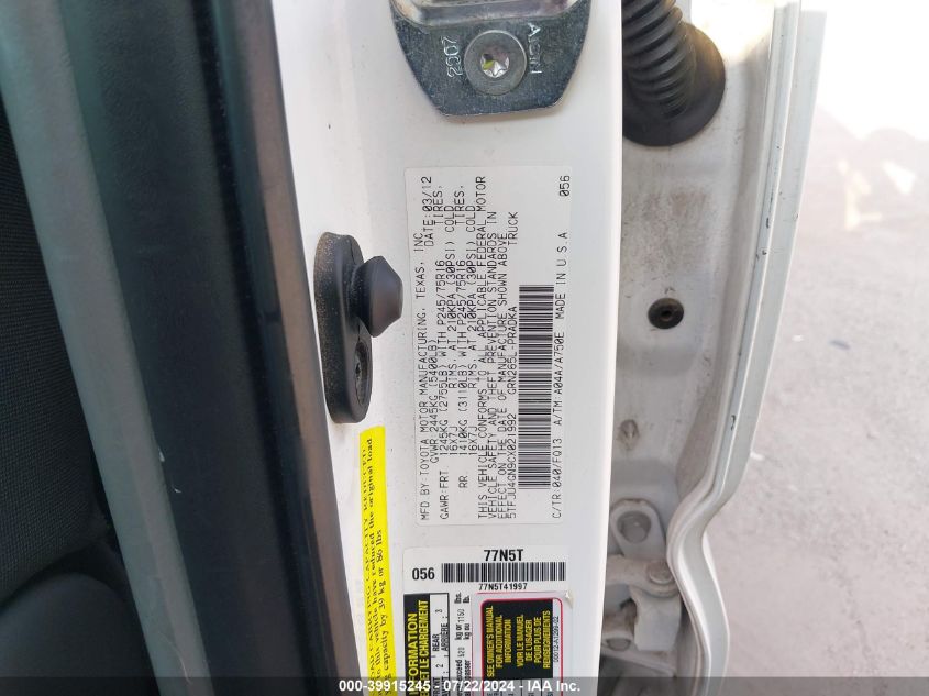 2012 Toyota Tacoma Prerunner V6 VIN: 5TFJU4GN9CX021992 Lot: 39915245