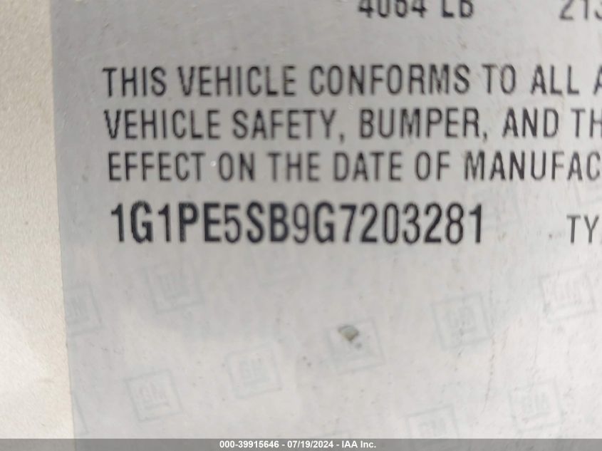 2016 Chevrolet Cruze Limited 1Lt Auto VIN: 1G1PE5SB9G7203281 Lot: 39915646