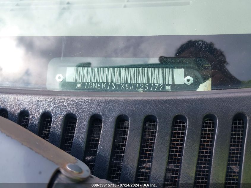 2005 Chevrolet Tahoe Lt VIN: 1GNEK13TX5J125172 Lot: 39915735