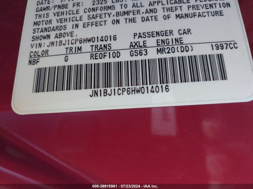 2017 Nissan Rogue Sport S VIN: JN1BJ1CP6HW014016 Lot: 39915961