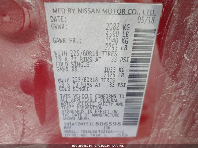 2018 NISSAN ROGUE SL - 5N1AT2MT5JC806598