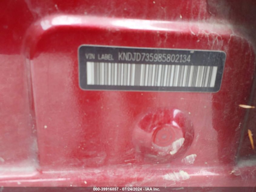 2008 Kia Sorento Lx VIN: KNDJD735985802134 Lot: 39916857