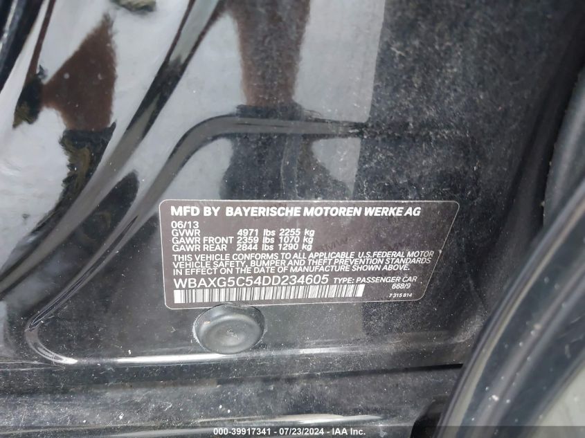 2013 BMW 528I I VIN: WBAXG5C54DD234605 Lot: 39917341