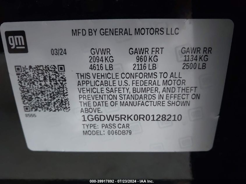 1G6DW5RK0R0128210 2024 Cadillac Ct5 Luxury