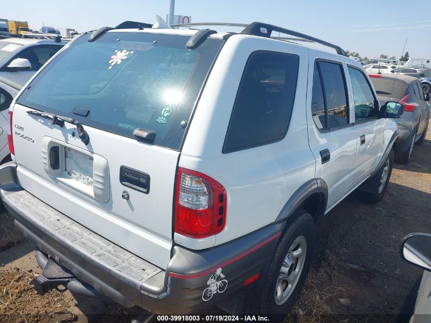 2002 Isuzu Rodeo S/Ls/Lse VIN: 4S2CK58W224326556 Lot: 39918003