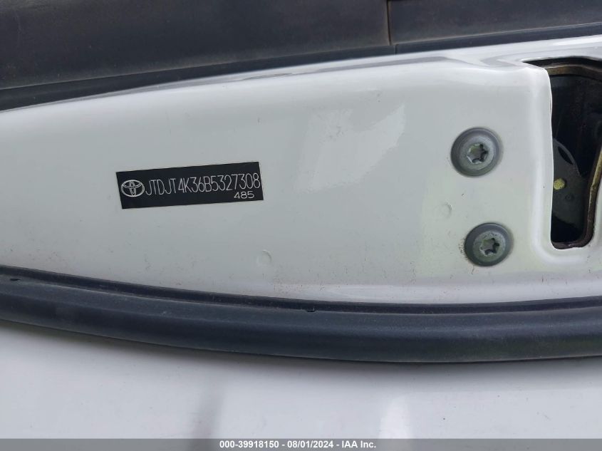 2011 Toyota Yaris VIN: JTDJT4K36B5327308 Lot: 39918150