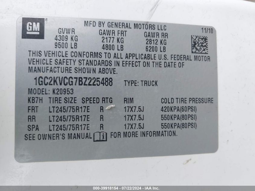 1GC2KVCG7BZ225488 2011 Chevrolet Silverado 2500Hd Work Truck