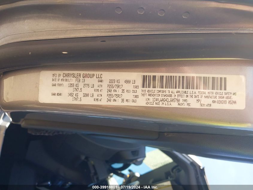 2013 Jeep Wrangler Sport VIN: 1C4AJWAG4DL605790 Lot: 39918801