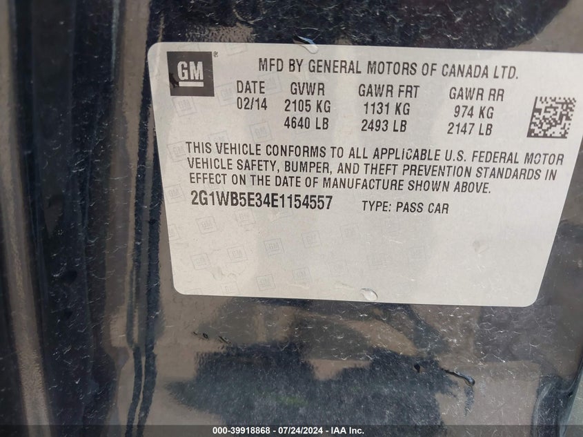 2014 CHEVROLET IMPALA LIMITED LT - 2G1WB5E34E1154557