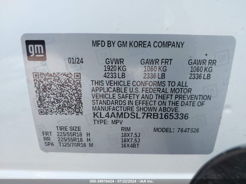 2024 Buick Encore Gx Sport Touring Fwd VIN: KL4AMDSL7RB165336 Lot: 39919424