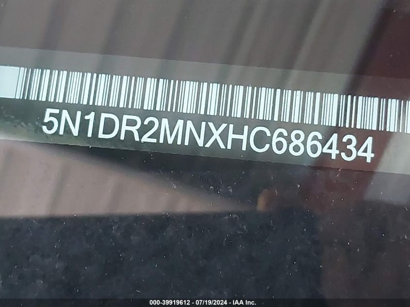 2017 Nissan Pathfinder Sv VIN: 5N1DR2MNXHC686434 Lot: 39919612