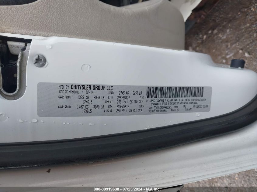 2015 Dodge Grand Caravan Se VIN: 2C4RDGBG5FR635051 Lot: 39919638