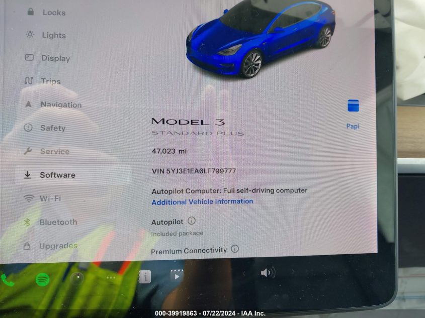 2020 Tesla Model 3 Standard Range Plus Rear-Wheel Drive/Standard Range Rear-Wheel Drive VIN: 5YJ3E1EA6LF799777 Lot: 39919863