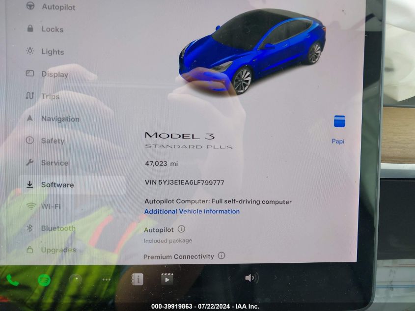 2020 Tesla Model 3 Standard Range Plus Rear-Wheel Drive/Standard Range Rear-Wheel Drive VIN: 5YJ3E1EA6LF799777 Lot: 39919863