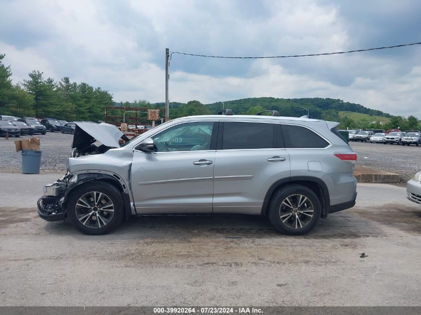 2016 Toyota Highlander Xle V6 VIN: 5TDJKRFH4GS296566 Lot: 39920264