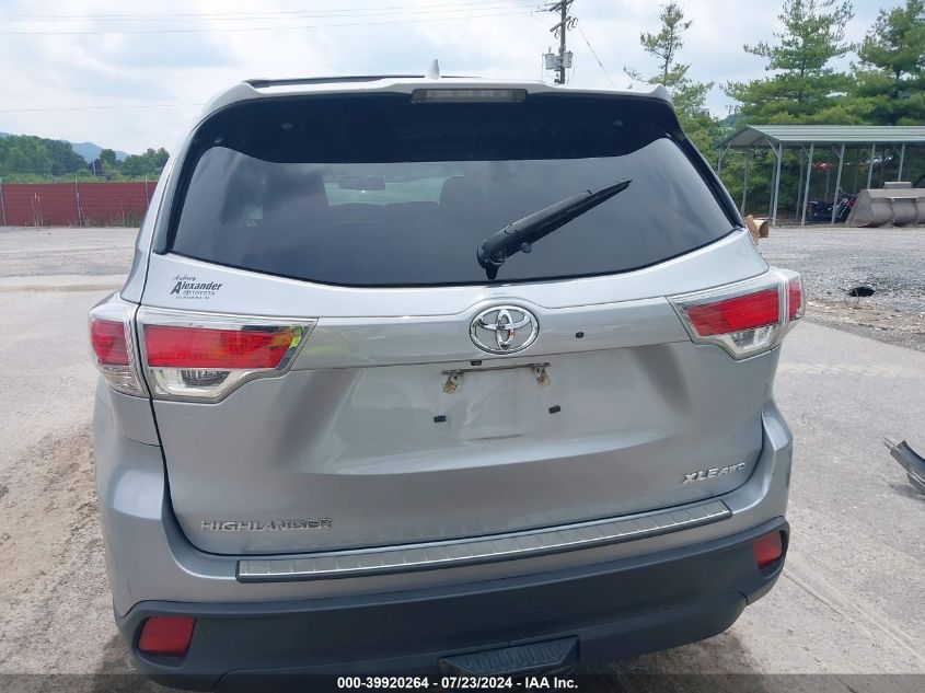 2016 Toyota Highlander Xle V6 VIN: 5TDJKRFH4GS296566 Lot: 39920264