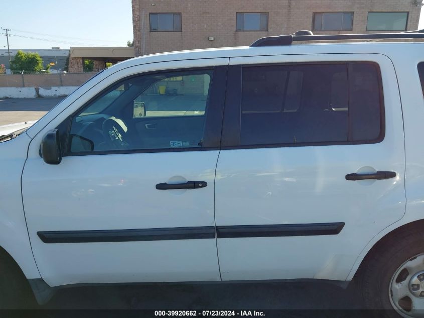 2012 Honda Pilot Lx VIN: 5FNYF4H25CB016375 Lot: 39920662