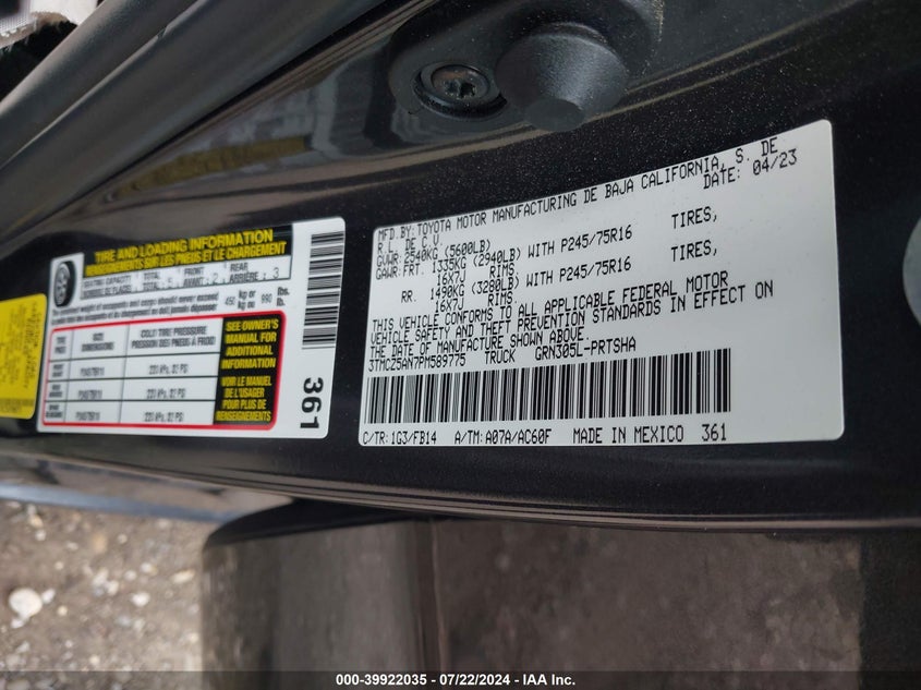 2023 TOYOTA TACOMA SR V6 - 3TMCZ5AN7PM589775