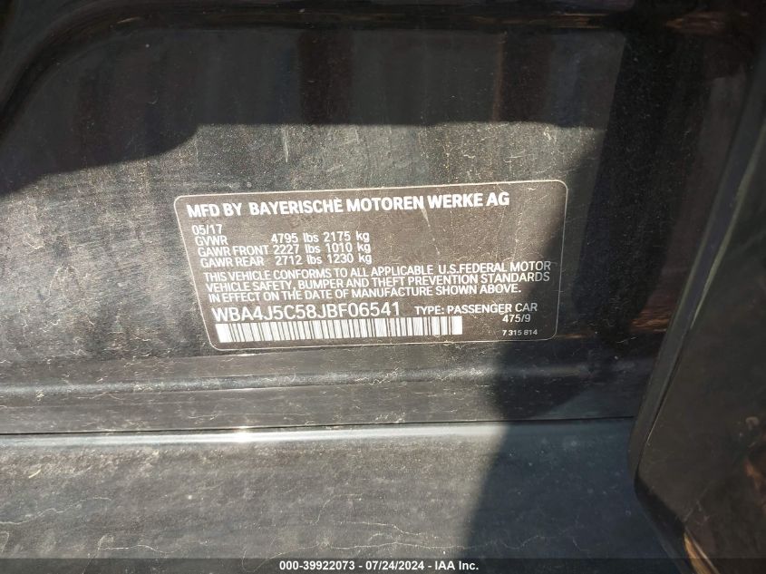 2018 BMW 440I GRAN COUPE - WBA4J5C58JBF06541