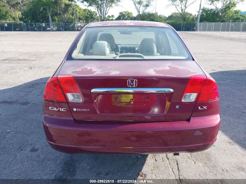 2003 Honda Civic Lx VIN: 2HGES16583H530694 Lot: 39922610