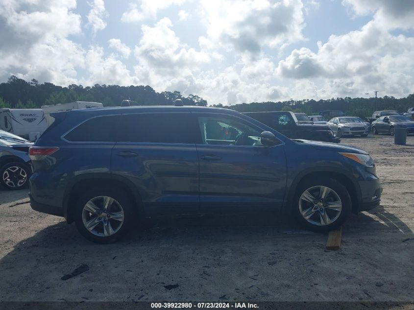 2015 Toyota Highlander Limited V6 VIN: 5TDDKRFH3FS196468 Lot: 39922980