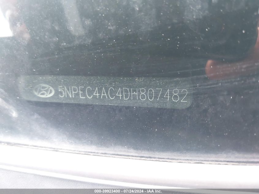 2013 Hyundai Sonata Se/Limited VIN: 5NPEC4AC4DH807482 Lot: 39923400