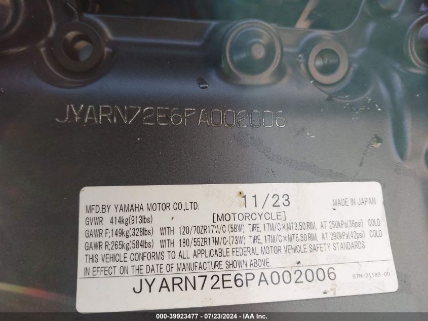 JYARN72E6PA002006 2023 Yamaha Mt09 D