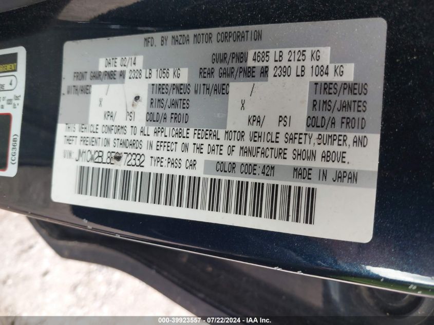 2014 Mazda Mazda5 Sport VIN: JM1CW2BL8E0172332 Lot: 39923557