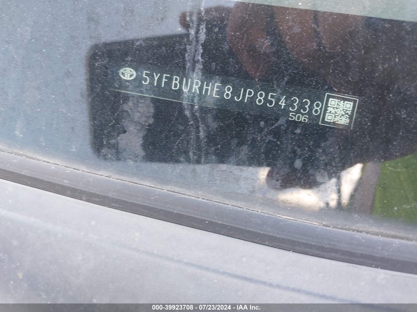 2018 TOYOTA COROLLA L/LE/XLE/SE/XSE - 5YFBURHE8JP854338