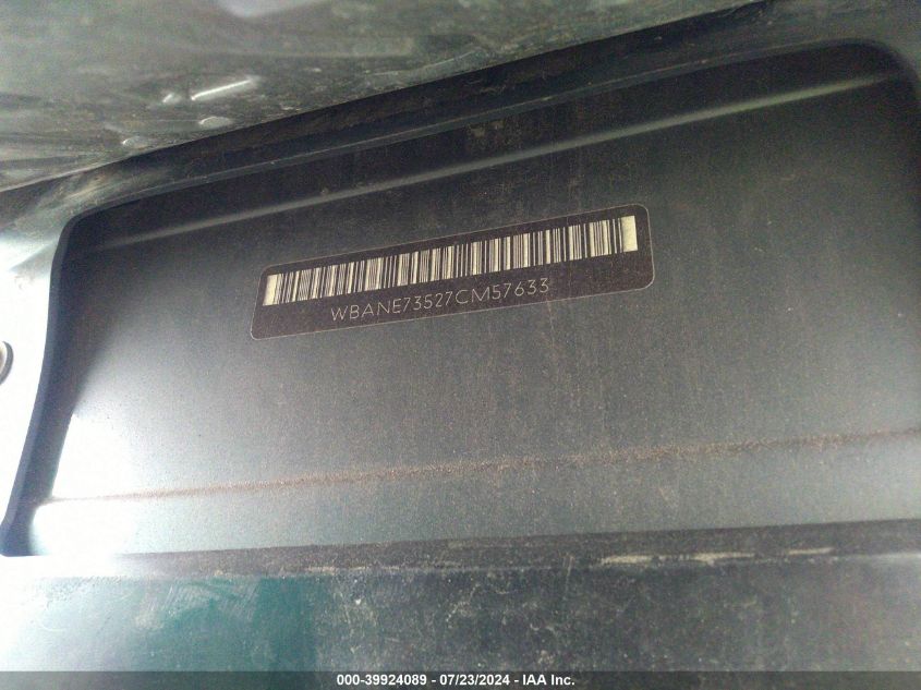 2007 BMW 530 I VIN: WBANE73527CM57633 Lot: 39924089