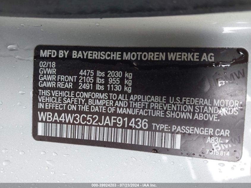 WBA4W3C52JAF91436 2018 BMW 430I