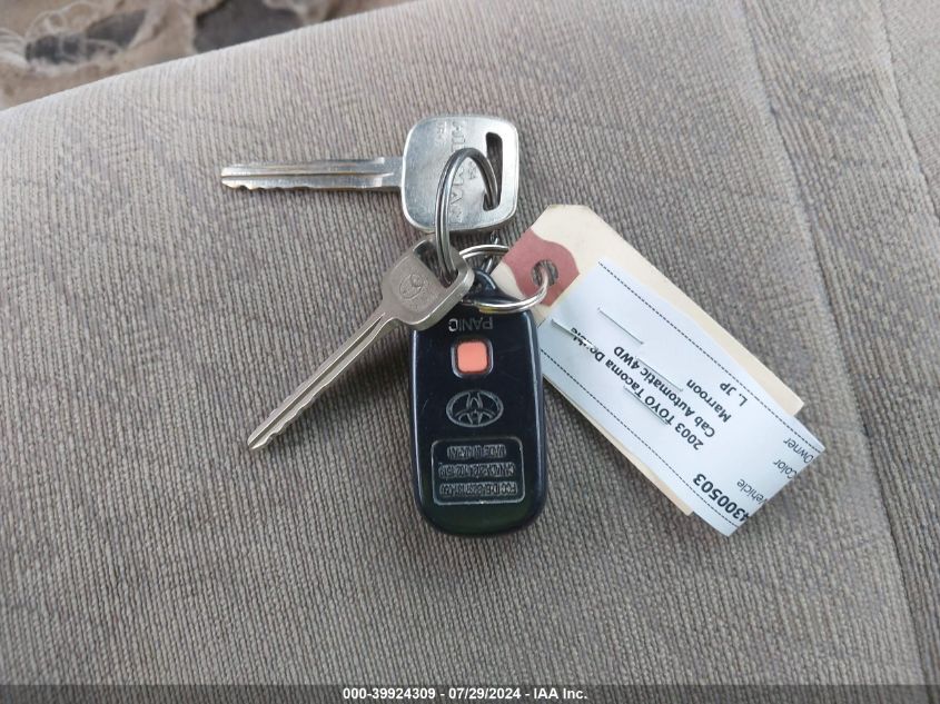 2003 Toyota Tacoma Base V6 VIN: 5TEHN72N23Z161914 Lot: 39924309