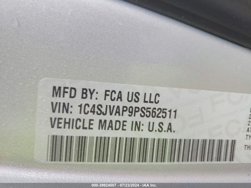 VIN 1C4SJVAP9PS562511 2023 JEEP WAGONEER SERIES I 4X4