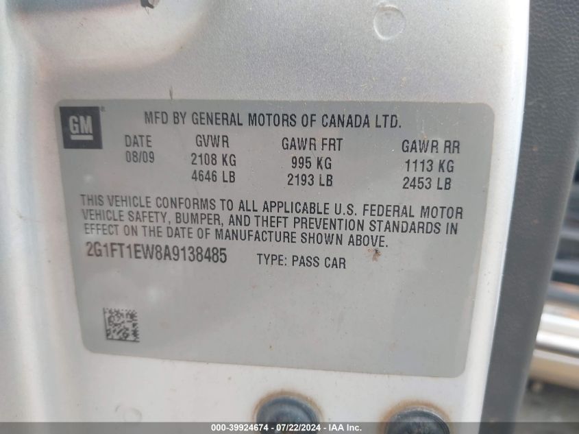 2010 Chevrolet Camaro 2Ss VIN: 2G1FT1EW8A9138485 Lot: 39924674