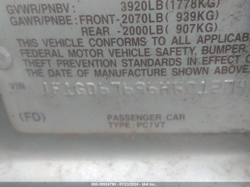 2006 Subaru Impreza 2.5I VIN: JF1GD67696H501274 Lot: 39924790