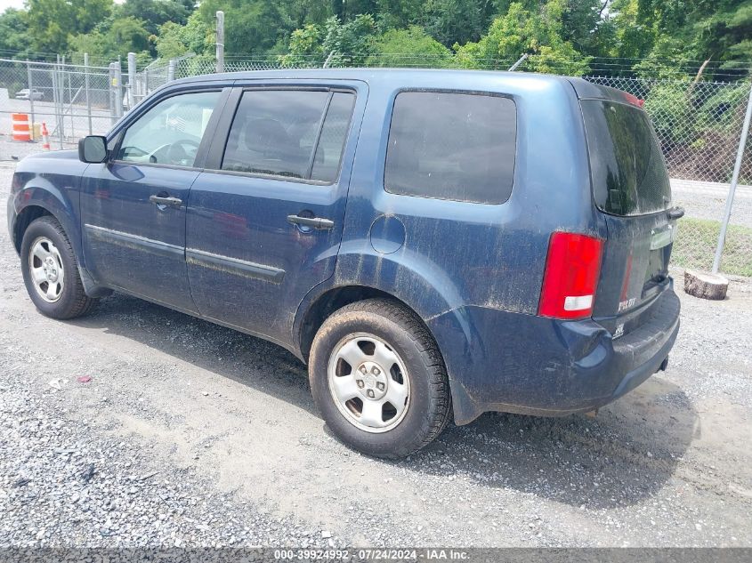 2010 Honda Pilot Lx VIN: 5FNYF4H21AB019030 Lot: 39924992