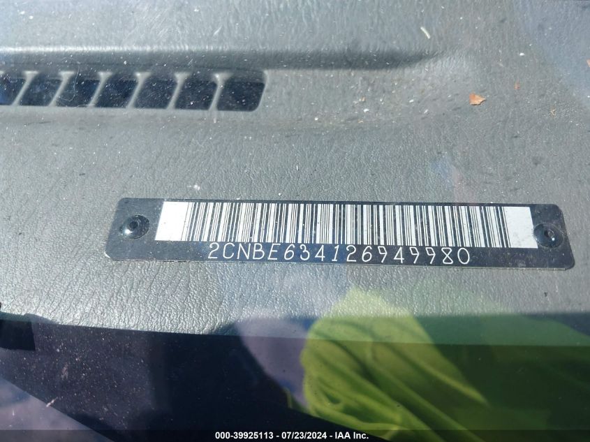 2002 Chevrolet Tracker Hard Top Lt VIN: 2CNBE634126949980 Lot: 39925113