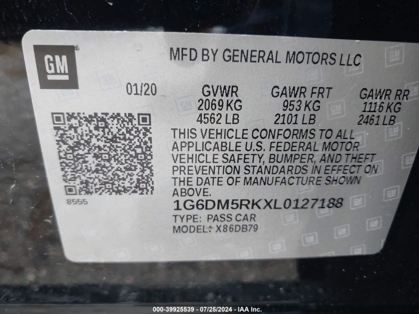 1G6DM5RKXL0127188 2020 Cadillac Ct5 Luxury