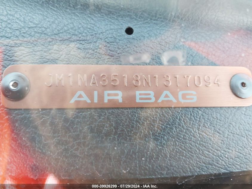 1992 Mazda Mx-5 Miata VIN: JM1NA3518N1317094 Lot: 39926299