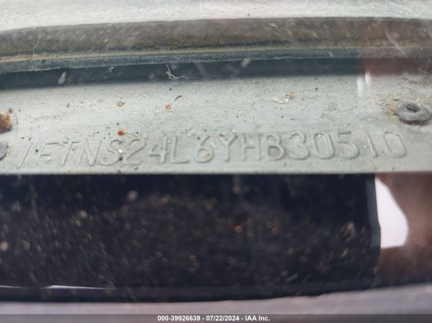 2000 Ford E-250 Commercial/Recreational VIN: 1FTNS24L6YHB30510 Lot: 39926639